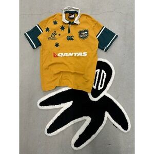 Australia Wallabies Rugby Polo Shirt Qantas Vintage Mens Size S